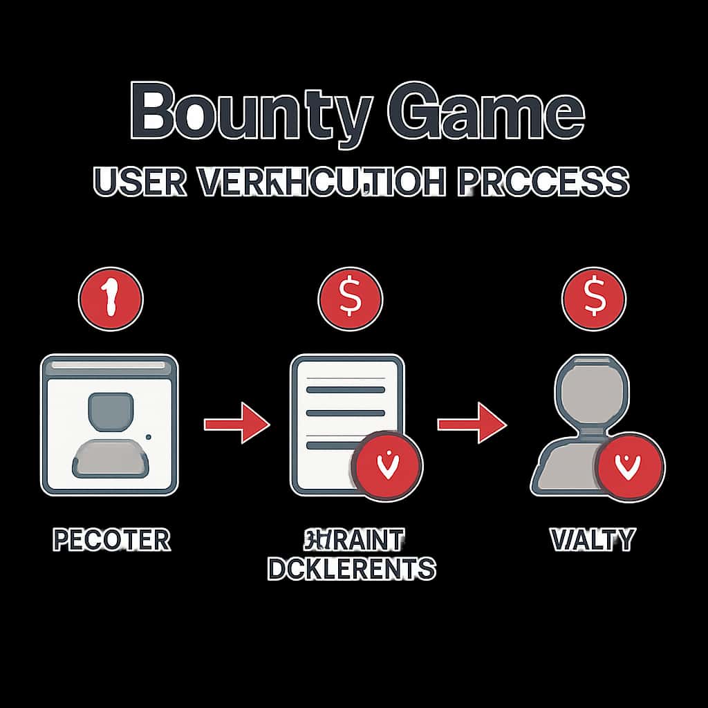 An educational diagram outlining the steps of user verification in Bounty Game.
