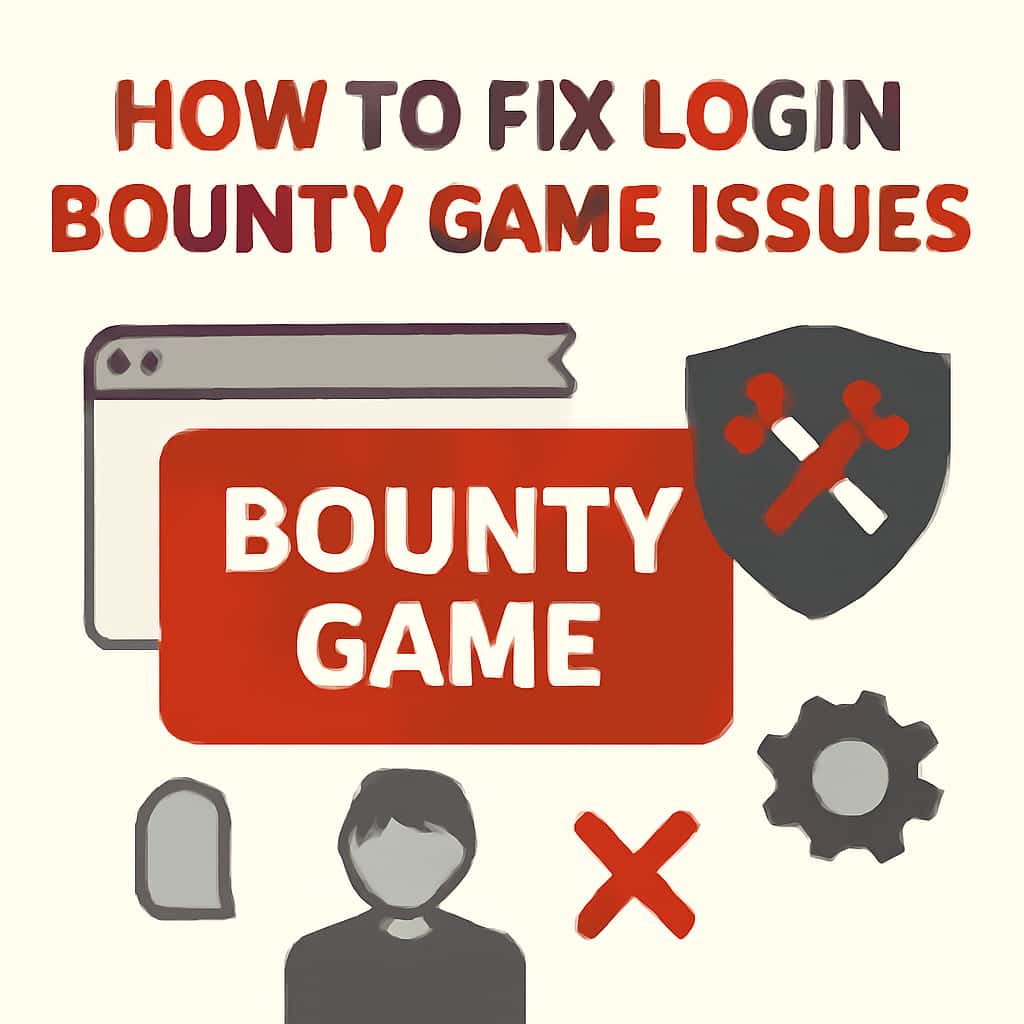 An educational diagram showing steps to resolve login issues on Bounty Game.