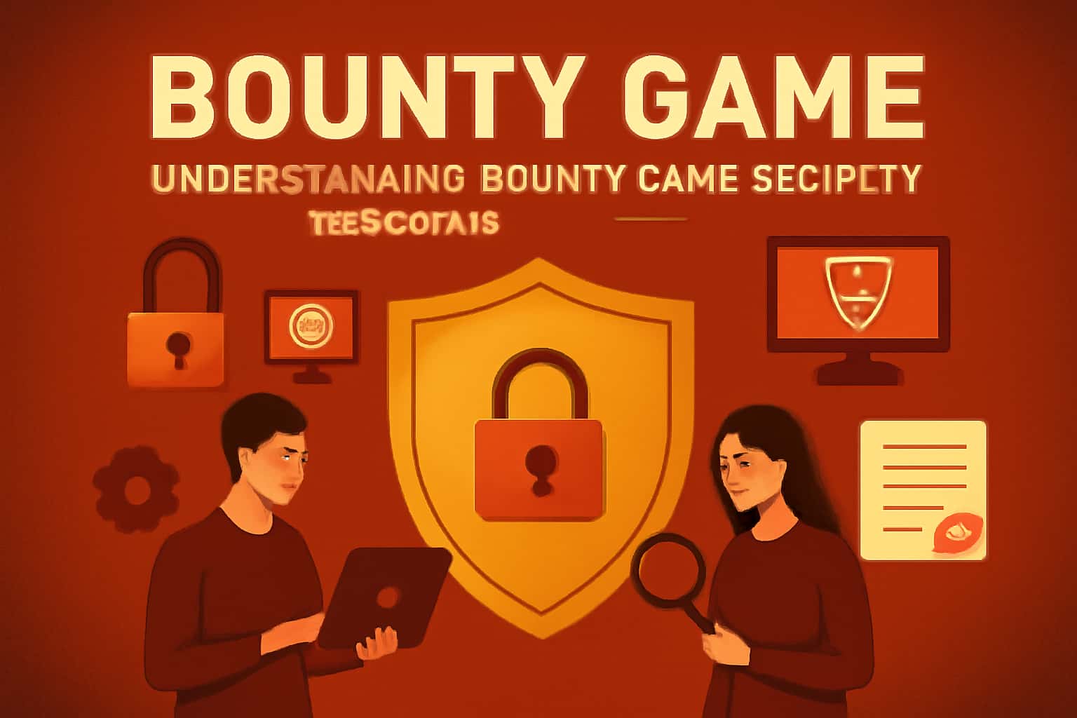 A high-tech visual representation of Bounty Game security measures.
