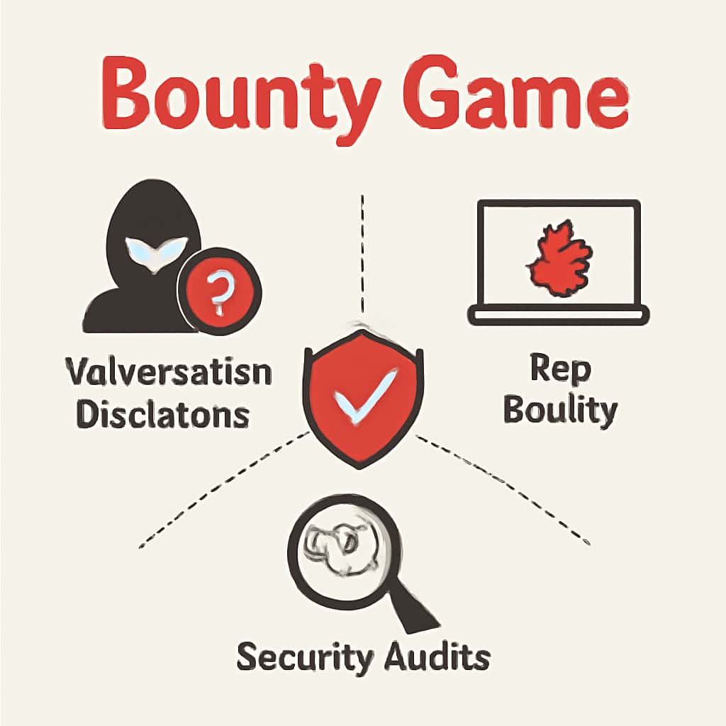 Educational diagram illustrating Bounty Game security protocols.